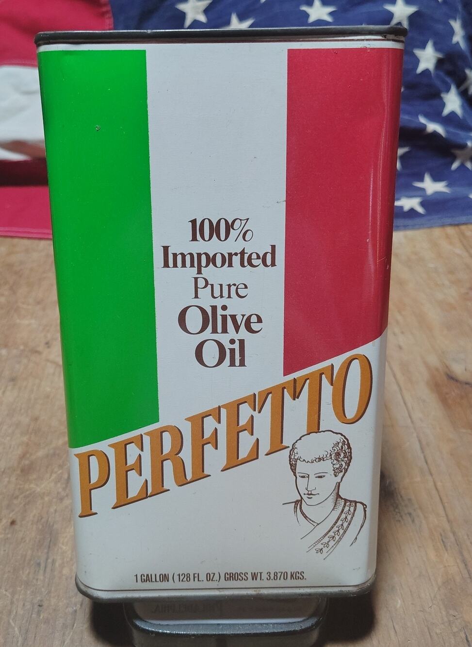 Vintage Perfetto Olive Oil Advertising Tin Empty For Display Kitchen Decor